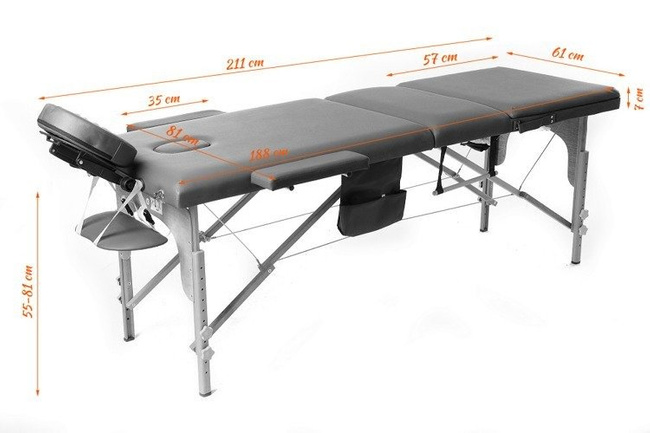 Łóżko do masażu WENUS drewniane 3 segmentowe / Fotel kosmetyczny mobilny