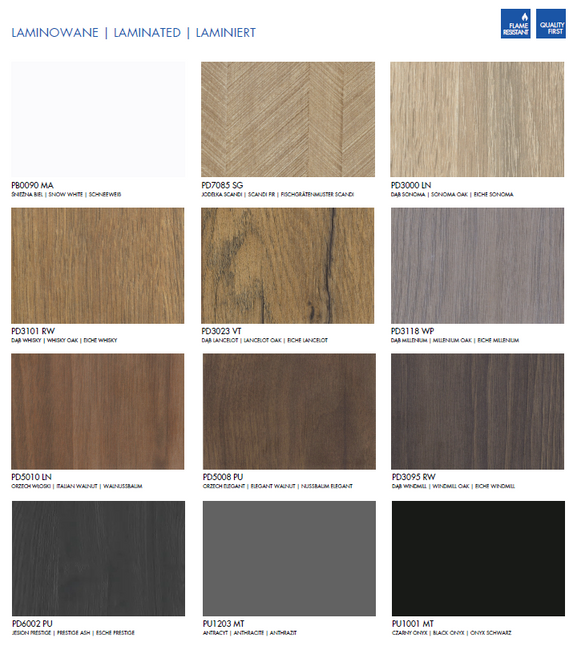 WZORNIK PŁYT MEBLOWYCH do mebli kosmetycznych i fryzjerskich PANDA TRZEBNICA