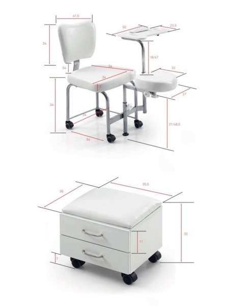 Taboret kosmetyczny WEELKO® TENDY | Mobilne stanowisko do manicure i pedicure